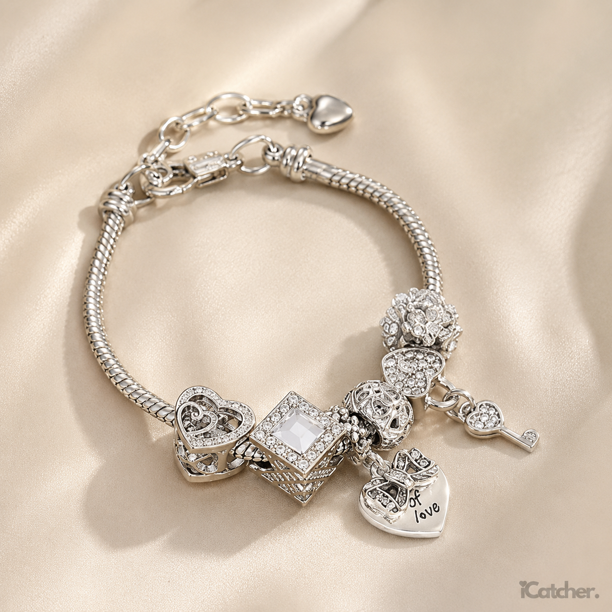 Love Letter Bracelet | Silver Heart Charm Bracelet