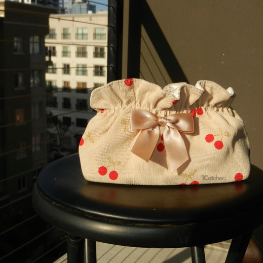 Cherry Ribbon Zip Pouch