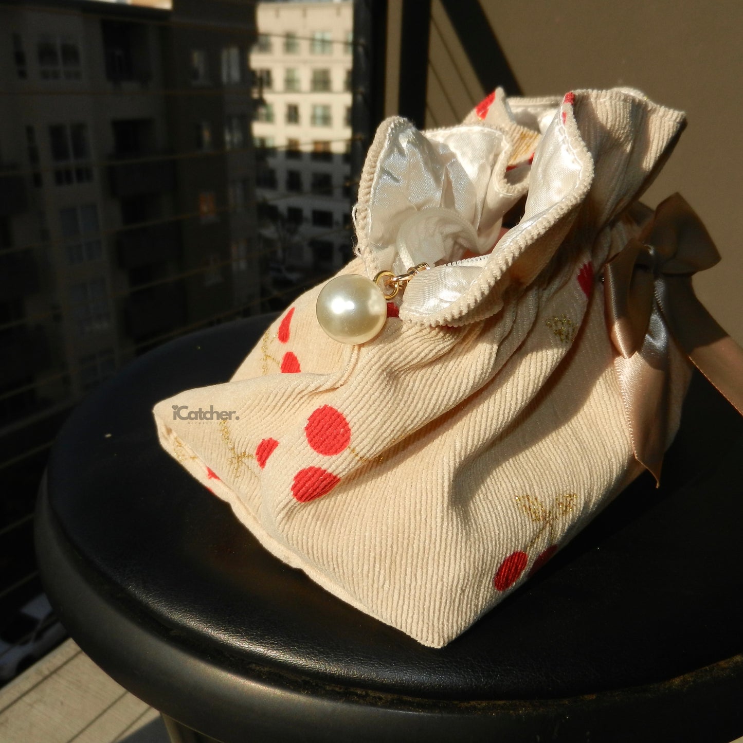 Cherry Ribbon Zip Pouch