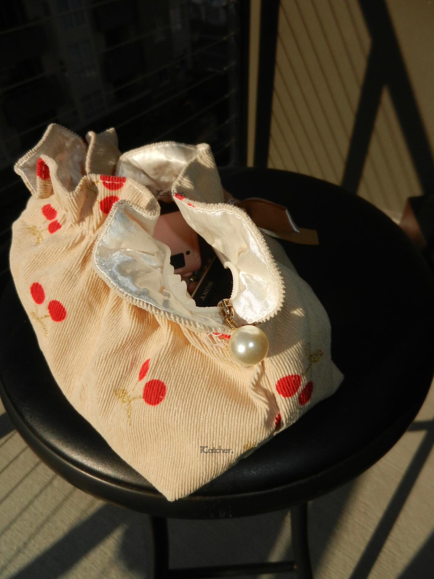 Cherry Ribbon Zip Pouch